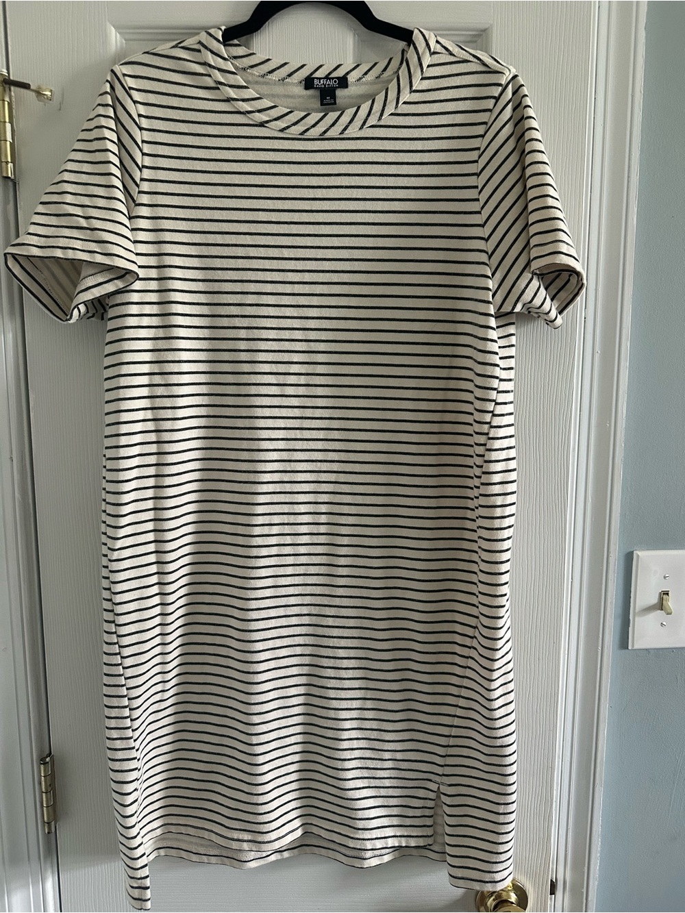 Buffalo David Bitton Black & White Striped T-Shirt Dress